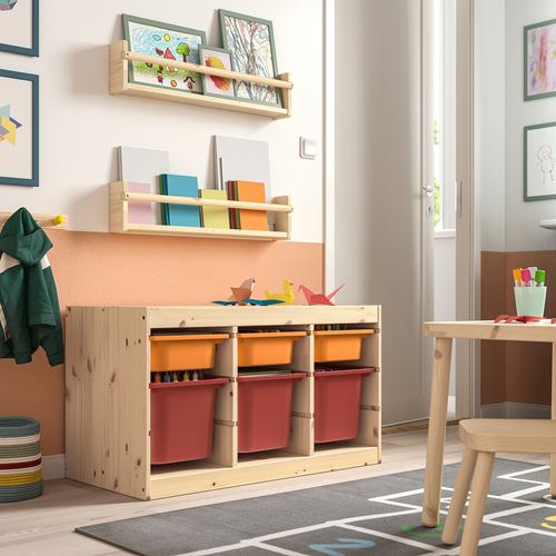 IKEA - TROFAST, storage-unit, pine-light orange-red, 93x44x52 cm