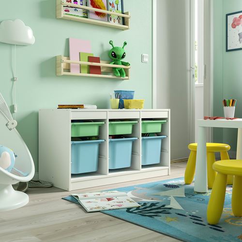 IKEA - TROFAST, storage-unit, white-light green-light blue, 99x44x56 cm