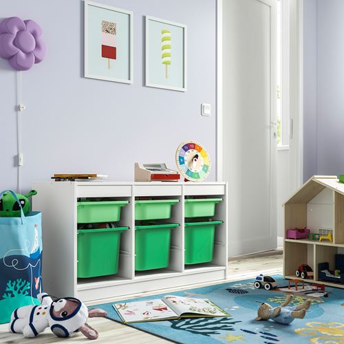 IKEA - TROFAST, storage-unit, white-light green-bright green, 99x44x56 cm