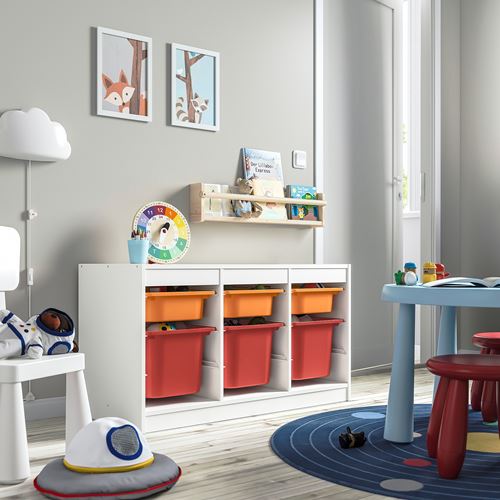 IKEA - TROFAST, storage-unit, white-light orange-red, 99x44x56 cm