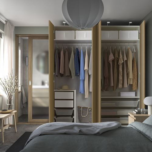 IKEA - PAX/STORKLINTA, PAX wardrobe, white-oak look, 200x66x236 cm