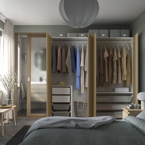 IKEA - PAX/STORKLINTA, PAX wardrobe, white-oak look, 200x66x201 cm