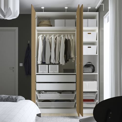 IKEA - PAX/STORKLINTA, PAX wardrobe, white-oak look, 150x60x236 cm