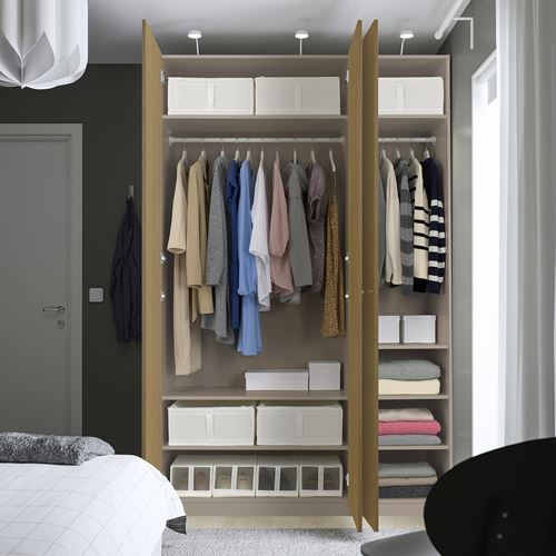 IKEA - PAX/STORKLINTA, PAX wardrobe, grey-beige-oak effect, 150x60x236 cm