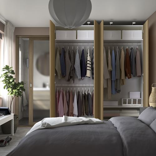 IKEA - PAX/STORKLINTA, PAX wardrobe, white-oak look, 200x60x236 cm