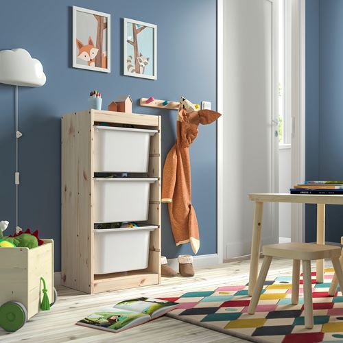 IKEA - TROFAST, storage-unit, pine/white, 44x30x91 cm