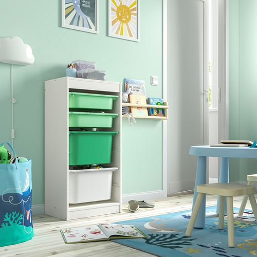 IKEA - TROFAST, storage-unit, white-light green-bright green, 46x30x94 cm