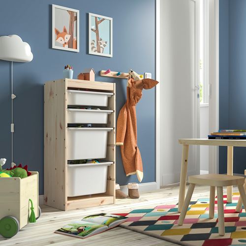 IKEA - TROFAST, storage-unit, pine/white, 44x30x91 cm