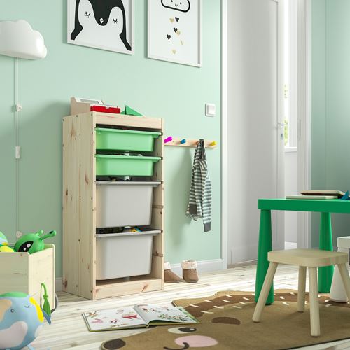 IKEA - TROFAST, storage-unit, pine-light green gray, 44x30x91 cm