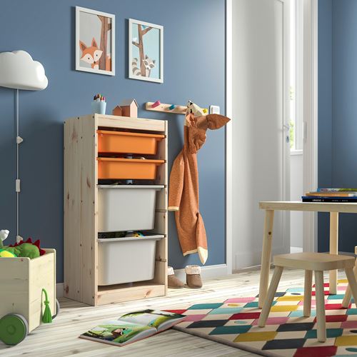 IKEA - TROFAST, storage-unit, pine-light orange-gray, 44x30x91 cm