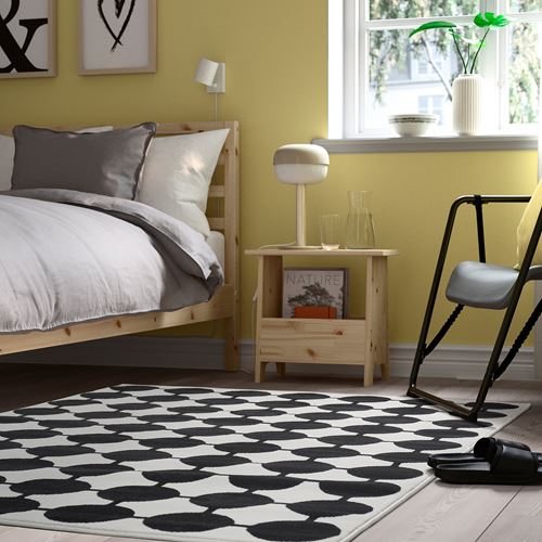 IKEA - VANDPLATS, büyük halı, beyaz-siyah, 133x195 cm