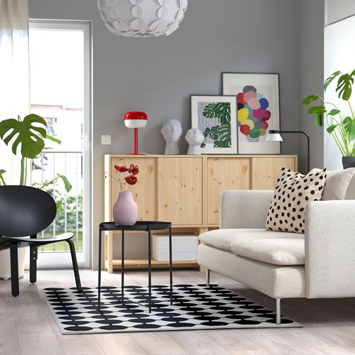 IKEA - VANDPLATS, büyük halı, beyaz-siyah, 133x195 cm