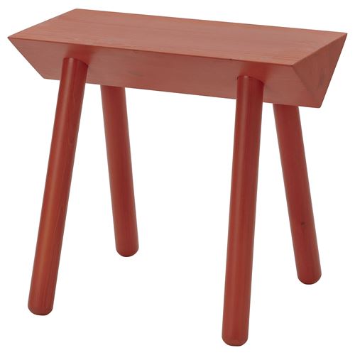 IKEA - OMMJANGE, ahşap tabure, turuncu-kırmızı