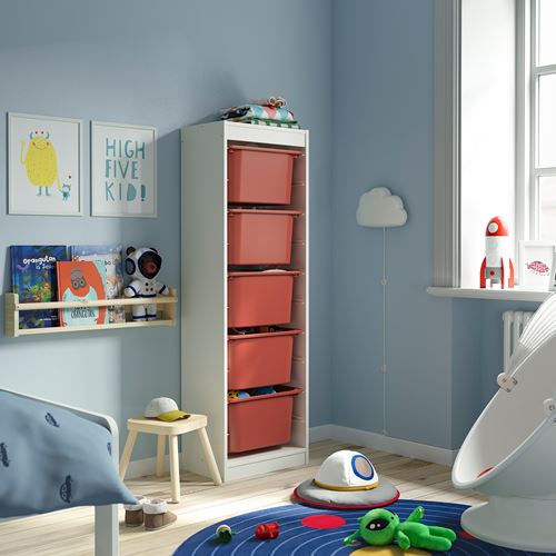 IKEA - TROFAST, storage-unit, white/red, 46x30x145 cm