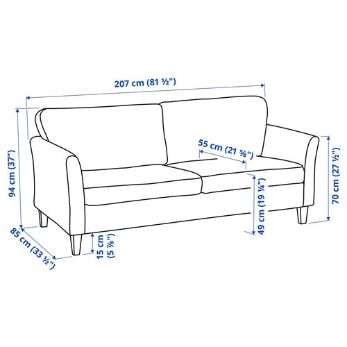 IKEA - EKHOLMA, 3'lü kanepe, hakebo bej