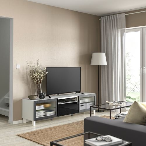 IKEA - BESTA, tv sehpası, beyaz-antrasit, 180x42x48 cm
