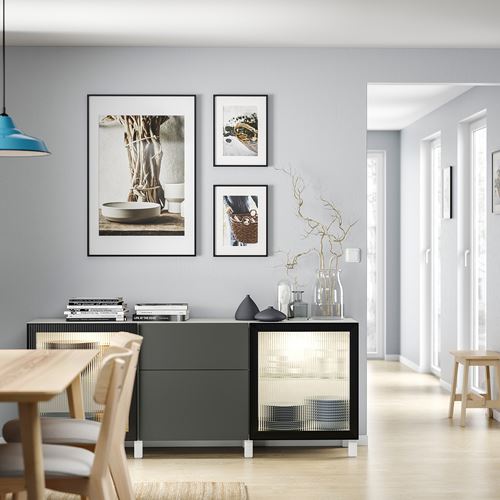 IKEA - BESTA, dolap kombinasyonu, beyaz-antrasit, 180x42x74 cm