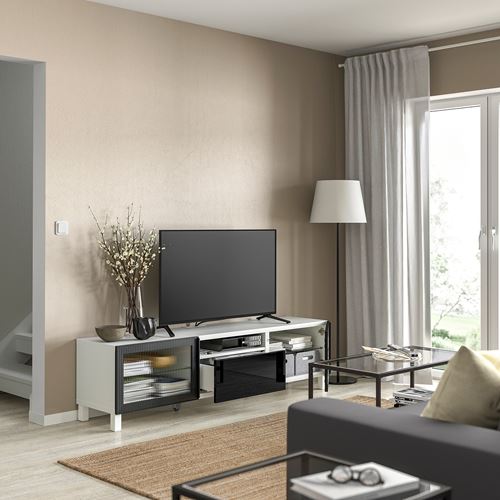 IKEA - BESTA, tv sehpası, beyaz-antrasit, 180x42x48 cm