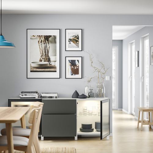 IKEA - BESTA, dolap kombinasyonu, beyaz-antrasit, 180x42x74 cm