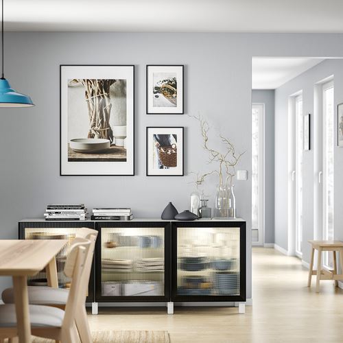 IKEA - BESTA, dolap kombinasyonu, beyaz-antrasit, 180x42x74 cm