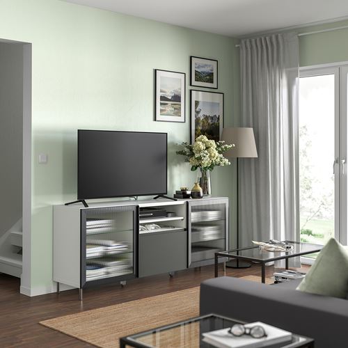 IKEA - BESTA, tv sehpası, beyaz-antrasit, 180x42x74 cm