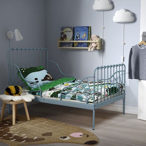 IKEA - MINNEN, extendable bed, grey/blue, 80x200 cm