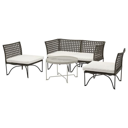 IKEA - JUTHOLMEN/KROKHOLMEN, bahçe oturma grubu, koyu gri