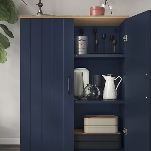 IKEA - SKRUVBY, cabinet with door, blue/black, 70x90 cm