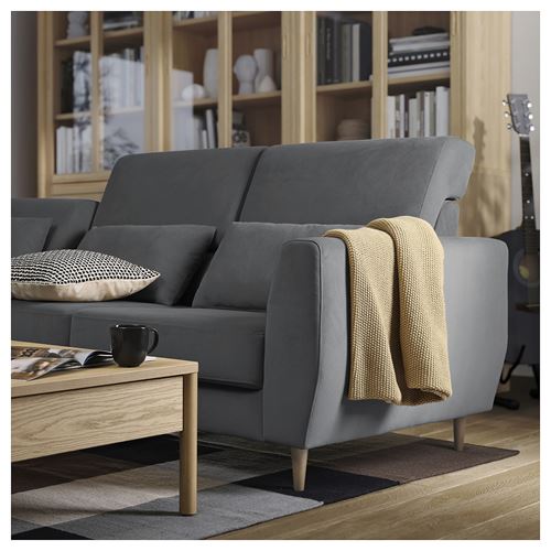 IKEA - SLATORP, 3'lü kanepe, hakebo koyu gri
