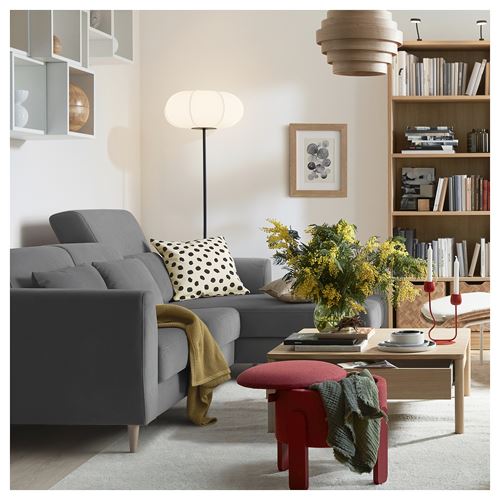 IKEA - SLATORP, 3-seat sofa with chaise longue, Hakebo dark grey