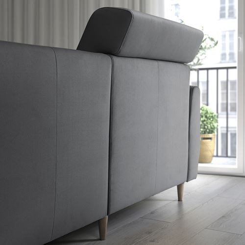 IKEA - SLATORP, 3-seat sofa with chaise longue, Hakebo dark grey