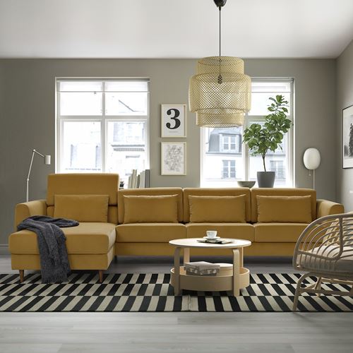 IKEA - SLATORP, uzanma koltuklu 4'lü kanepe, hakebo sarı