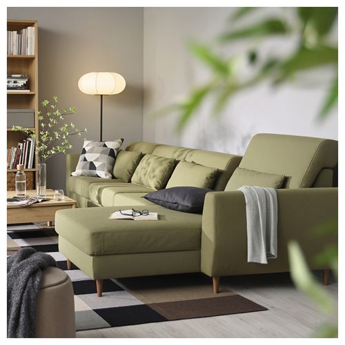 IKEA - SLATORP, uzanma koltuklu 4'lü kanepe, vissle sarı-yeşil