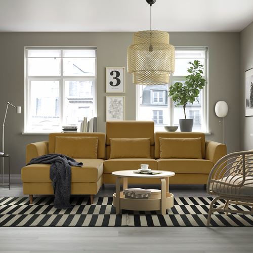 IKEA - SLATORP, uzanma koltuklu 3'lü kanepe, hakebo sarı