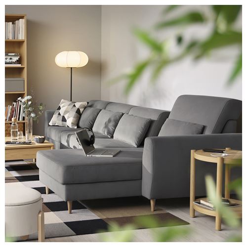 IKEA - SLATORP, 4-seat sofa with chaise longue, Hakebo dark grey