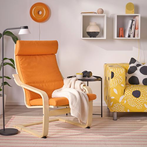 IKEA - POANG, sallanan koltuk, knisa parlak turuncu-huş