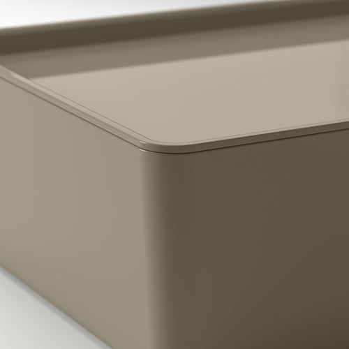 IKEA - KUGGIS, box with lid, dark grey/beige, 18x26x8 cm