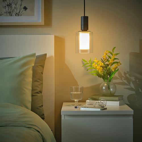 IKEA - SUNNEBY/MOLNART, ampullü sarkıt lamba, siyah-beyaz