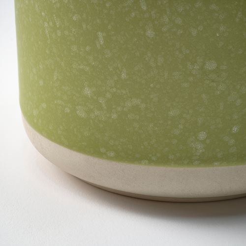 IKEA - LÖVSKOGSLUND, seramik kapta kokulu mum, parlak bej-sarı, 25 saat