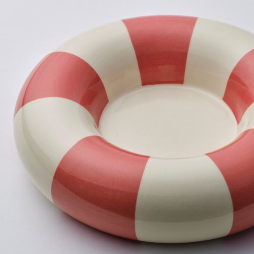 IKEA - TRADSTAM, candle holder, white-dark pink, 4 cm