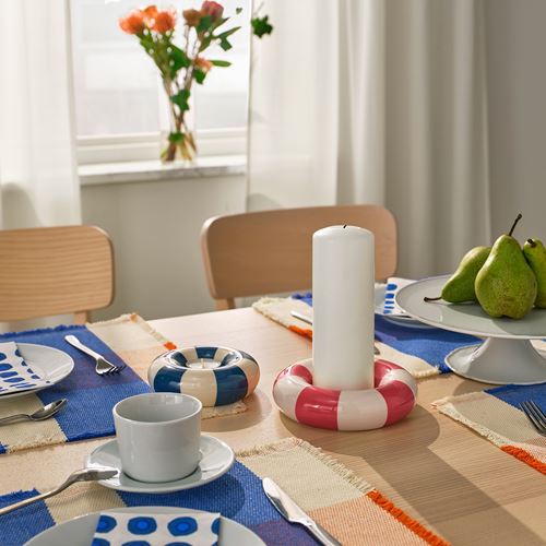 IKEA - TRADSTAM, candle holder, white-dark pink, 4 cm