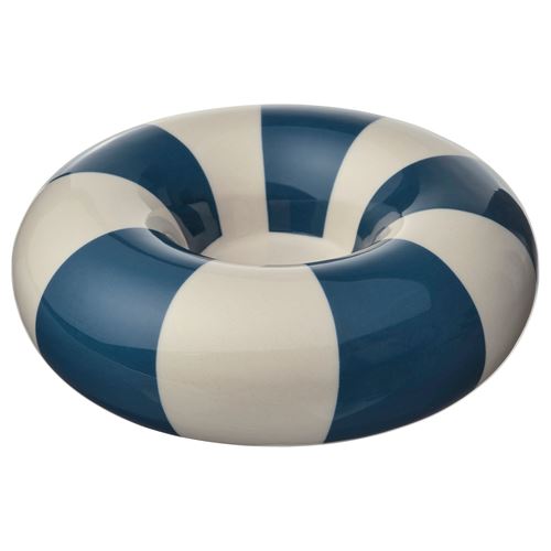 IKEA - TRADSTAM, tealight mumluk, koyu mavi-beyaz, 4 cm