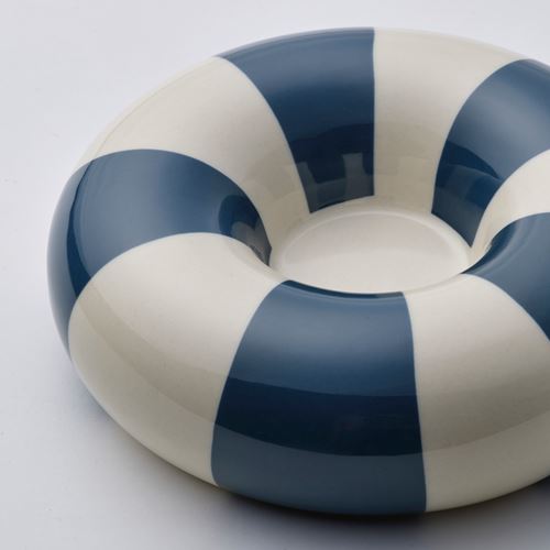 IKEA - TRADSTAM, tealight mumluk, koyu mavi-beyaz, 4 cm