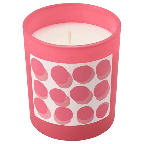 IKEA - BLODBOK, bardakta kokulu mum, parlak pembe, 45 saat