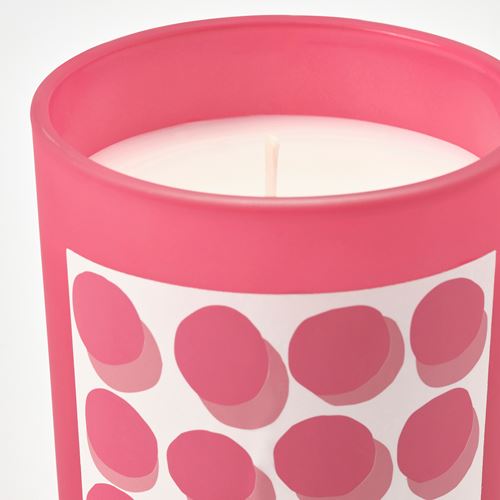 IKEA - BLODBOK, bardakta kokulu mum, parlak pembe, 45 saat