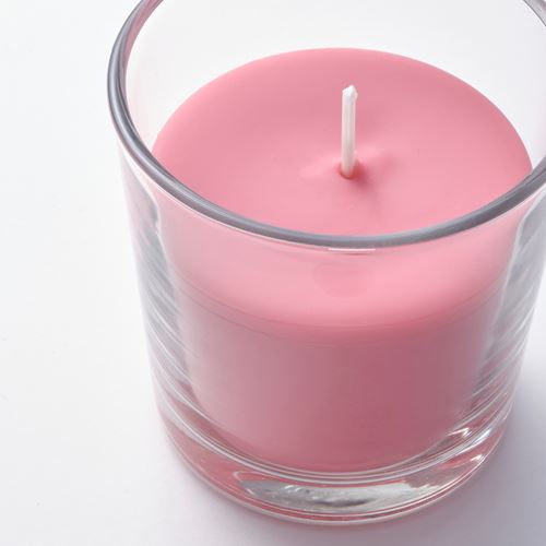 IKEA - BLODBOK, scented candle in cup, bright pink, 25 hr