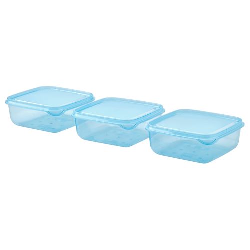 IKEA - PRUTA, plastik saklama kabı seti, mavi, 0,6 lt