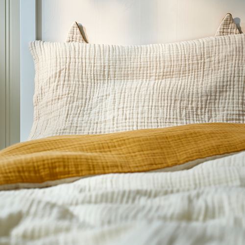 IKEA - GULDVAVARE, bebek nevresim takımı, koyu sarı-bej, 60x120 cm