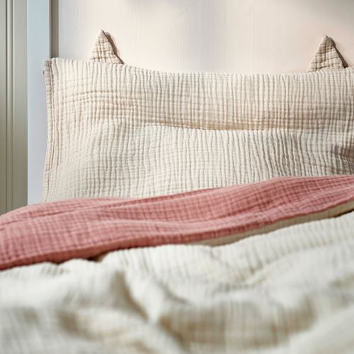 IKEA - GULDVAVARE, bebek nevresim takımı, uçuk pembe-bej, 60x120 cm