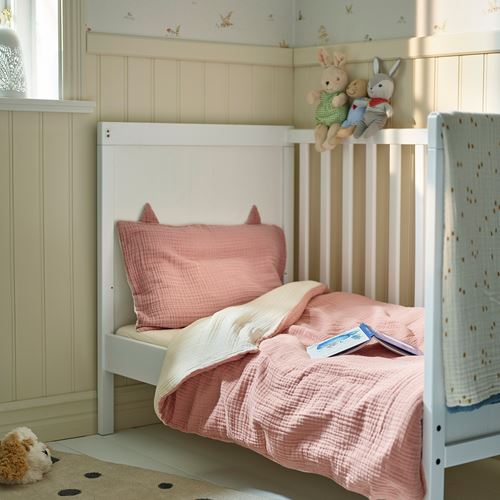 IKEA - GULDVAVARE, bebek nevresim takımı, uçuk pembe-bej, 60x120 cm
